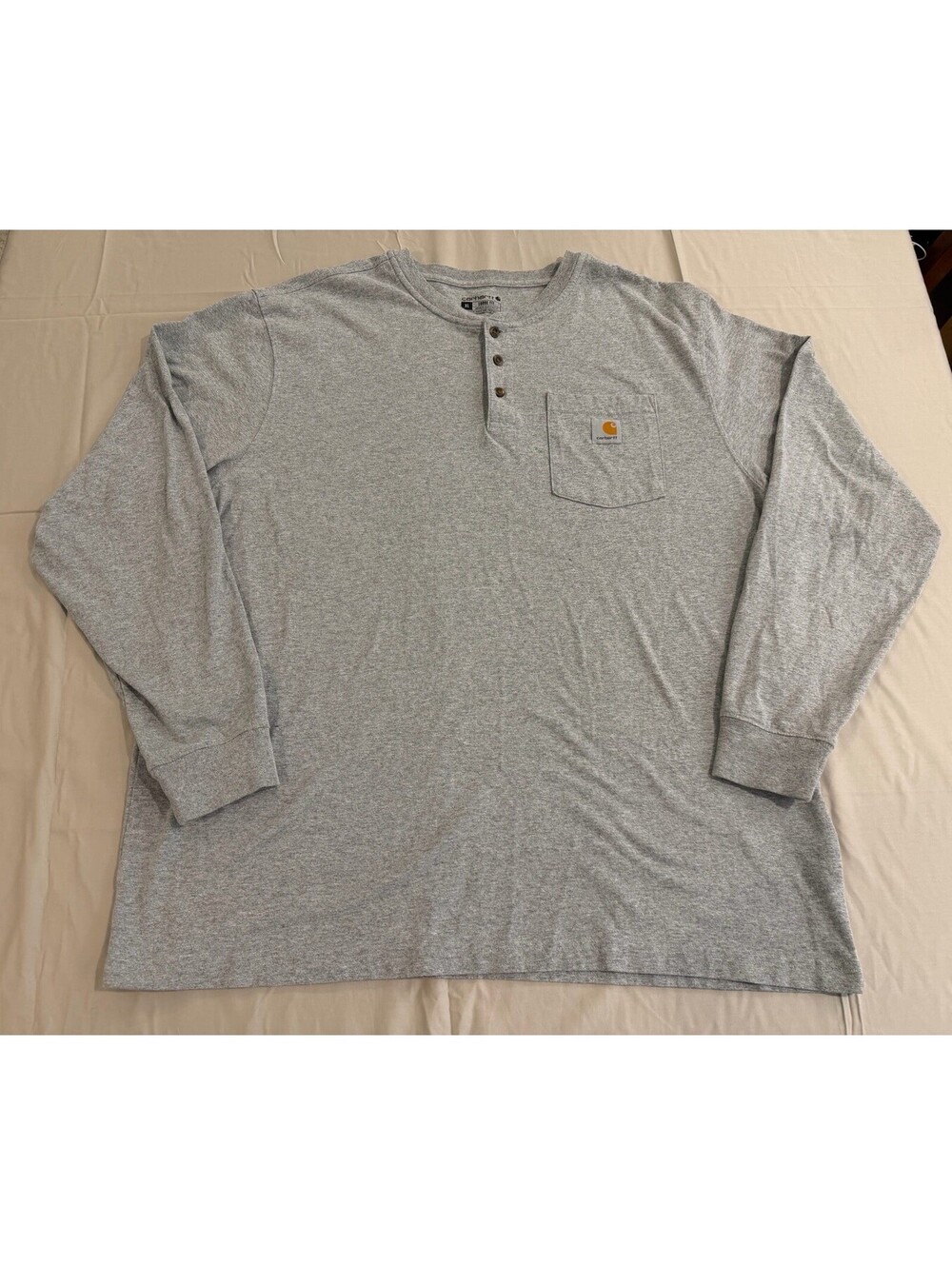 Carhartt Men’s XL Loose Fit Gray Long Sleeve Henley Pocket Shirt